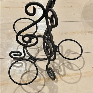 Discontinued Black Wrought Iron Three Ring Flower Pot Holder